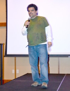 Luis Guzman introduces his movie about homelessness, The Nimby Project.  Photo by Bethany M. Dunbar