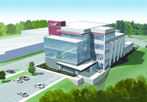 A rendering of the proposed 85,000-square-foot AnC Bio building.  According to the permit, a portion of the eastern side of the present Bogner building will be demolished to build the new structure.  When complete the plant is expected to employee as many as 500 people.  Photo by Joseph Gresser   