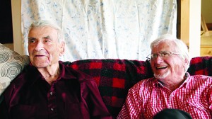 Addison Merrick (left) and his longtime friend Seymour Leven were captured together in a video made last year.  Photo by Catherine Dunbar