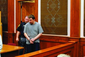 Michael Norrie is brought into court.  He pled guilty to murdering Mary Pat O’Hagan.  Photo by Todd Wellington courtesy of the Caledonian-Record