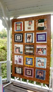This patchwork quilt, with a suicide victim on each patch, is displayed at every American Foundation for Suicide Prevention event in Newport.  Photo by Nathalie Gagnon-Joseph