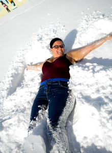 Brynna Kate Tucker makes a snow angel before a swim.  Photos courtesy of the Tuckers