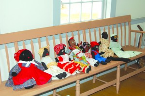 Stella Halpern donated her entire collection of handmade black dolls to the Old Stone House Museum in Brownington.  Here are some of them.   They come mostly from the South, Mrs. Halpern said, since it was more unusual to find black dolls in the North.     Photo by Tena Starr 