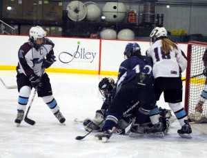 girls hockey scrum